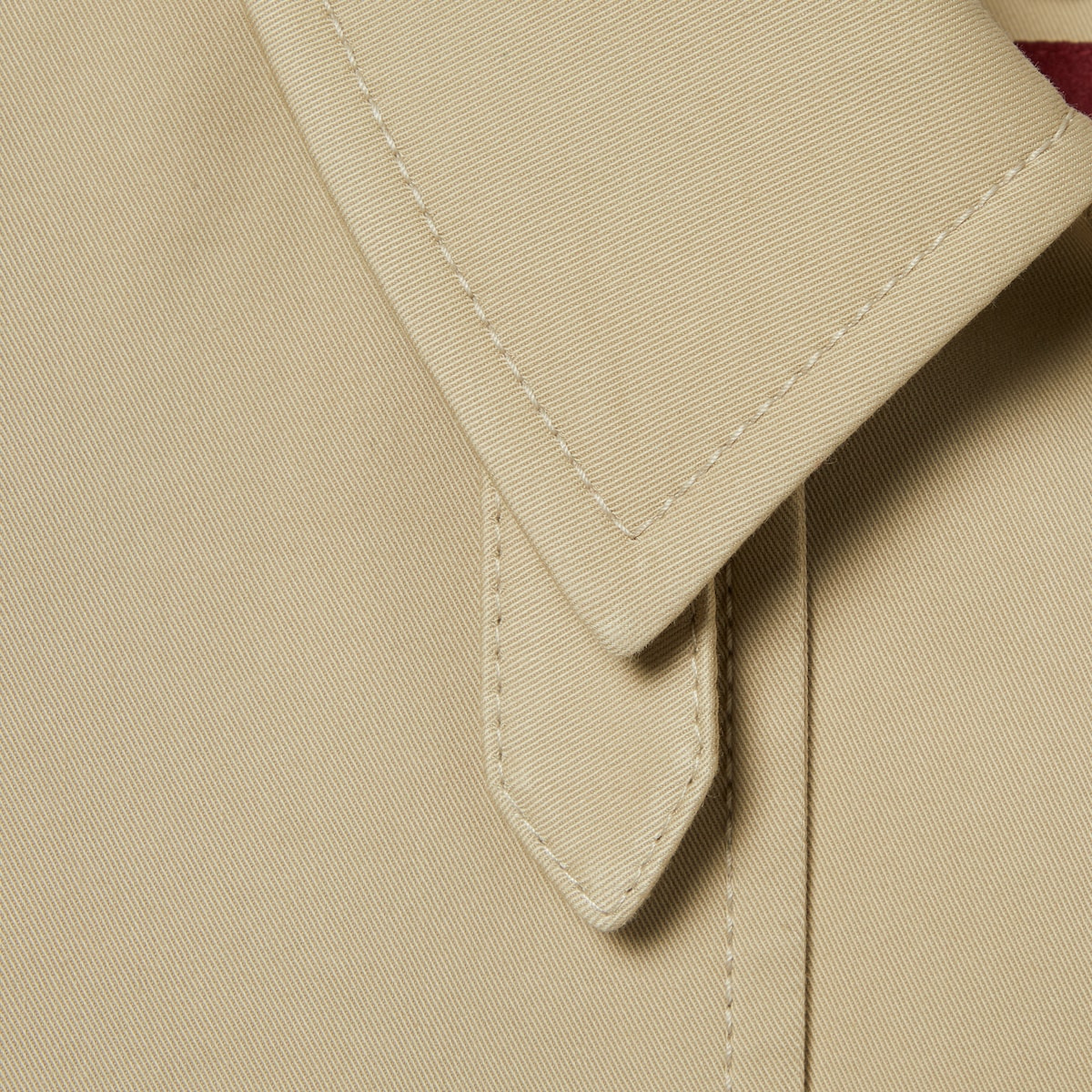 Cotton stretch garbardine coat – crafted from a beige stretch cotton garbadine, this short coat highlights a relaxed – LUX VERSE Luxury Designer Fashion Outlet