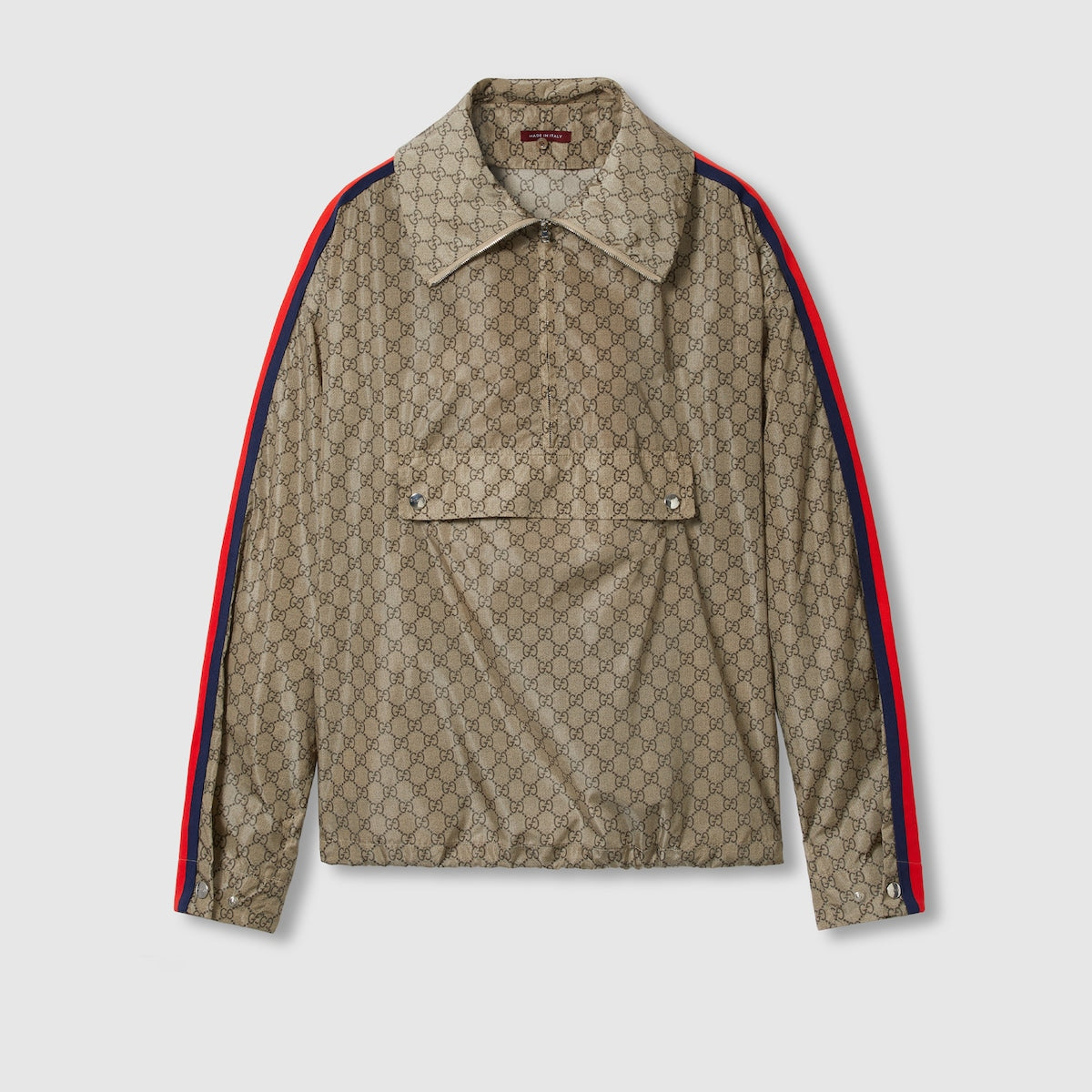 GG nylon jacket – this jacket is presented in beige and ebony GG nylon is enriched with a striped knit – LUX VERSE Luxury Designer Fashion Outlet