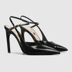 High-heeled pump – black patent leather Women's Leather sole Point toe Leather heart detail on insole – LUX VERSE Luxury Designer Fashion Outlet