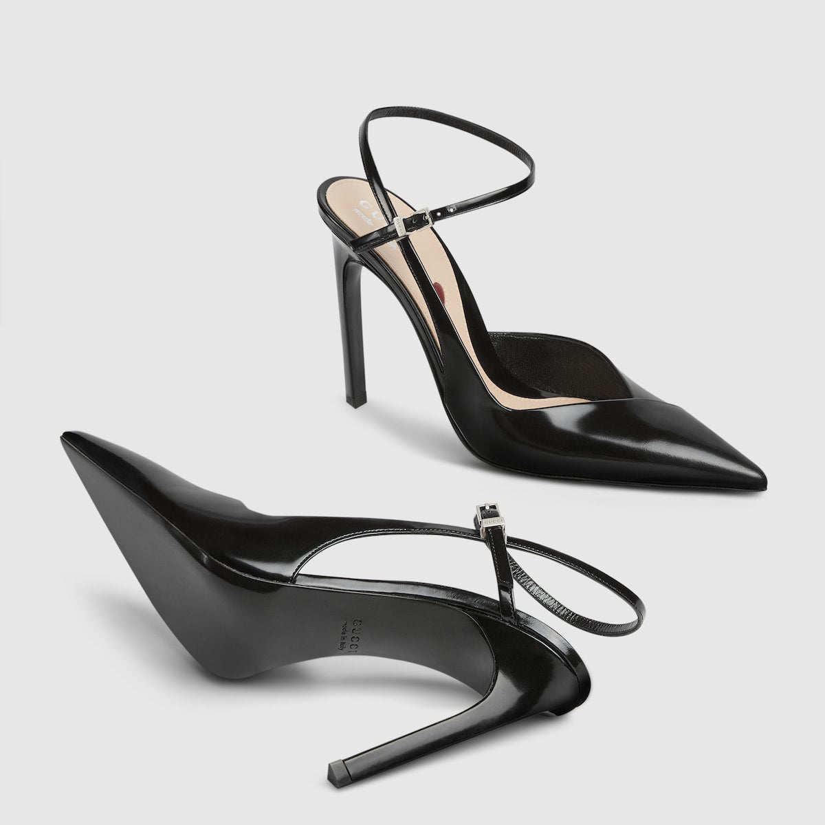 High-heeled pump – black patent leather Women's Leather sole Point toe Leather heart detail on insole – LUX VERSE Luxury Designer Fashion Outlet