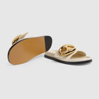 Women's Marina chain slide sandal – the elegant detail defines here this pair of slide sandal, crafted by soft – LUX VERSE Luxury Designer Fashion Outlet