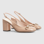 Women's Iconic Horsebit slingback – rose beige patent leather Women's Light gold-toned hardware Horsebit Rounded toe – LUX VERSE Luxury Designer Fashion Outlet