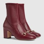 Women's Horsebit ankle bootie – rosso Ancora red stretch leather Women's Light gold-toned hardware Horsebit Soft – LUX VERSE Luxury Designer Fashion Outlet