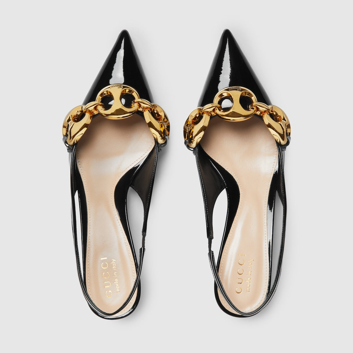 Women's Pump with Marina chain – the elegant detail defines here this pair of women's slingback pumps, crafted – LUX VERSE Luxury Designer Fashion Outlet