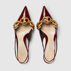 Slingback with Marina chain – the elegant detail defines here this pair of women's slingback pumps, crafted – LUX VERSE Luxury Designer Fashion Outlet