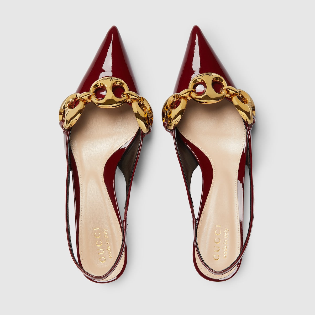 Slingback with Marina chain – the elegant detail defines here this pair of women's slingback pumps, crafted – LUX VERSE Luxury Designer Fashion Outlet