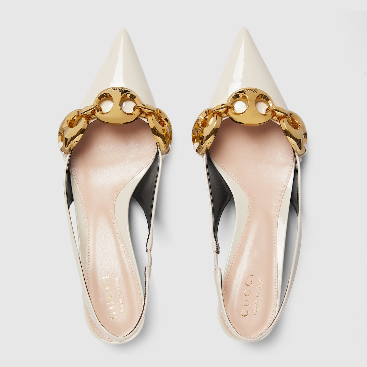Women's slingback with Marina chain – the elegant detail defines here this pair of women's slingback pumps, crafted – LUX VERSE Luxury Designer Fashion Outlet