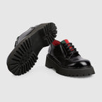 Women's lace-up with Web – this lace-up shoe is crafted in shiny leather and defined by a rubber lug sole – LUX VERSE Luxury Designer Fashion Outlet