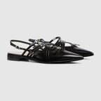Women's strappy leather ballet flat – black leather Women's Pointed toe Leather sole Criss-cross straps and multi buckles – LUX VERSE Luxury Designer Fashion Outlet