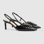 Women's slingback iconic pump – crafted from black leather, these sophisticated slingback pumps are defined by – LUX VERSE Luxury Designer Fashion Outlet