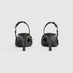 Women's slingback iconic pump – black leather Women's Pointed toe Leather sole Multi buckles Adjustable ankle strap – LUX VERSE Luxury Designer Fashion Outlet