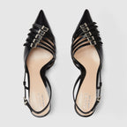 Women's slingback iconic pump – crafted from black leather, these sophisticated slingback pumps are defined by – LUX VERSE Luxury Designer Fashion Outlet