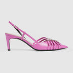 Women's slingback Mid-heel pump – crafted from pink leather, these sophisticated slingback pumps are defined by – LUX VERSE Luxury Designer Fashion Outlet