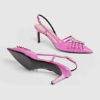 Women's slingback Mid-heel pump – crafted from pink leather, these sophisticated slingback pumps are defined by – LUX VERSE Luxury Designer Fashion Outlet