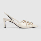 Women's slingback leather pump – crafted from ivory leather, these sophisticated slingback pumps are defined by – LUX VERSE Luxury Designer Fashion Outlet