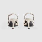 Women's slingback leather pump – ivory leather Women's Pointed toe Leather sole Multi buckles Adjustable ankle strap – LUX VERSE Luxury Designer Fashion Outlet