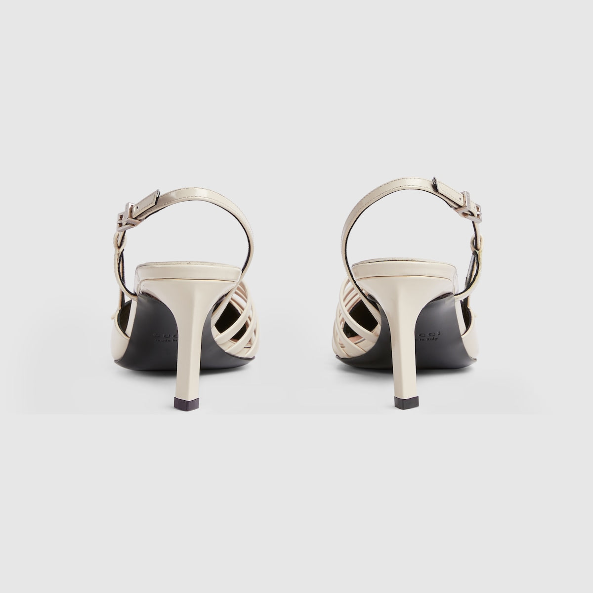 Women's slingback leather pump – ivory leather Women's Pointed toe Leather sole Multi buckles Adjustable ankle strap – LUX VERSE Luxury Designer Fashion Outlet