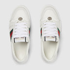 Screener sneaker – here the emblematic style is presented in white leather with an embossed GG leather – LUX VERSE Luxury Designer Fashion Outlet