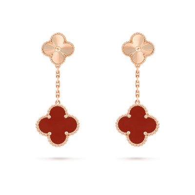 CLOVER 2 MOTIF  LASER CARNELIAN EARRINGS
