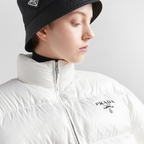 Re-Nylon hooded goose down jacket – this down jacket with slightly oversized volumes is made of Re-Nylon, the innovative – LUX VERSE Luxury Designer Fashion Outlet