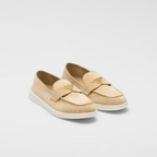 Suede leather loafers – the enameled metal triangle logo embellishes the band, while the rubber sole adds – LUX VERSE Luxury Designer Fashion Outlet