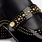 Belle-D Heeled Ankle Boot – a decorative strap adorned with a gold-finish CD metal pearl, inspired by the iconic – LUX VERSE Luxury Designer Fashion Outlet