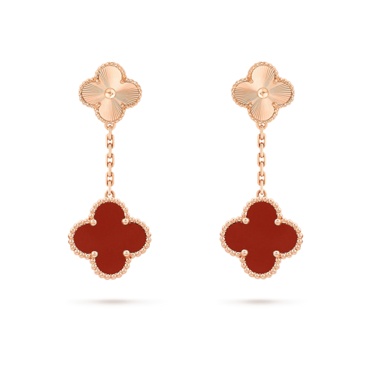 CLOVER 2 MOTIF  LASER CARNELIAN EARRINGS