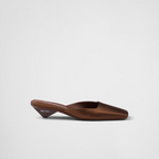 Satin mules – modernist lines and architectural volumes define the silhouette of these satin mules – LUX VERSE Luxury Designer Fashion Outlet