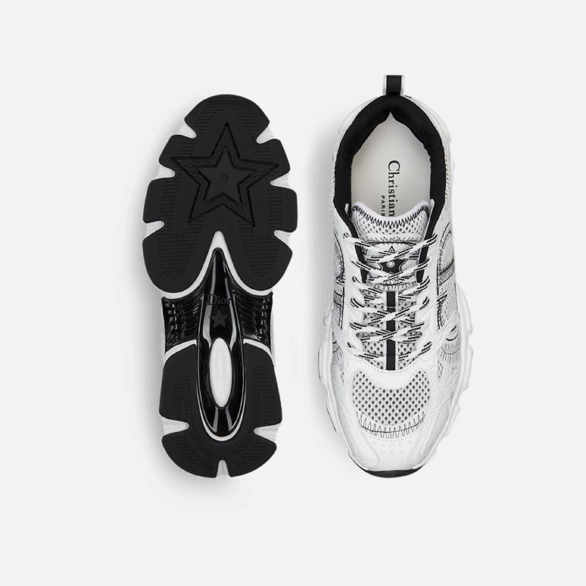 Chrono Sneaker Leather – featuring two-tone laces and an ultralightweight sole adorned with a star, – LUX VERSE Luxury Designer Fashion Outlet
