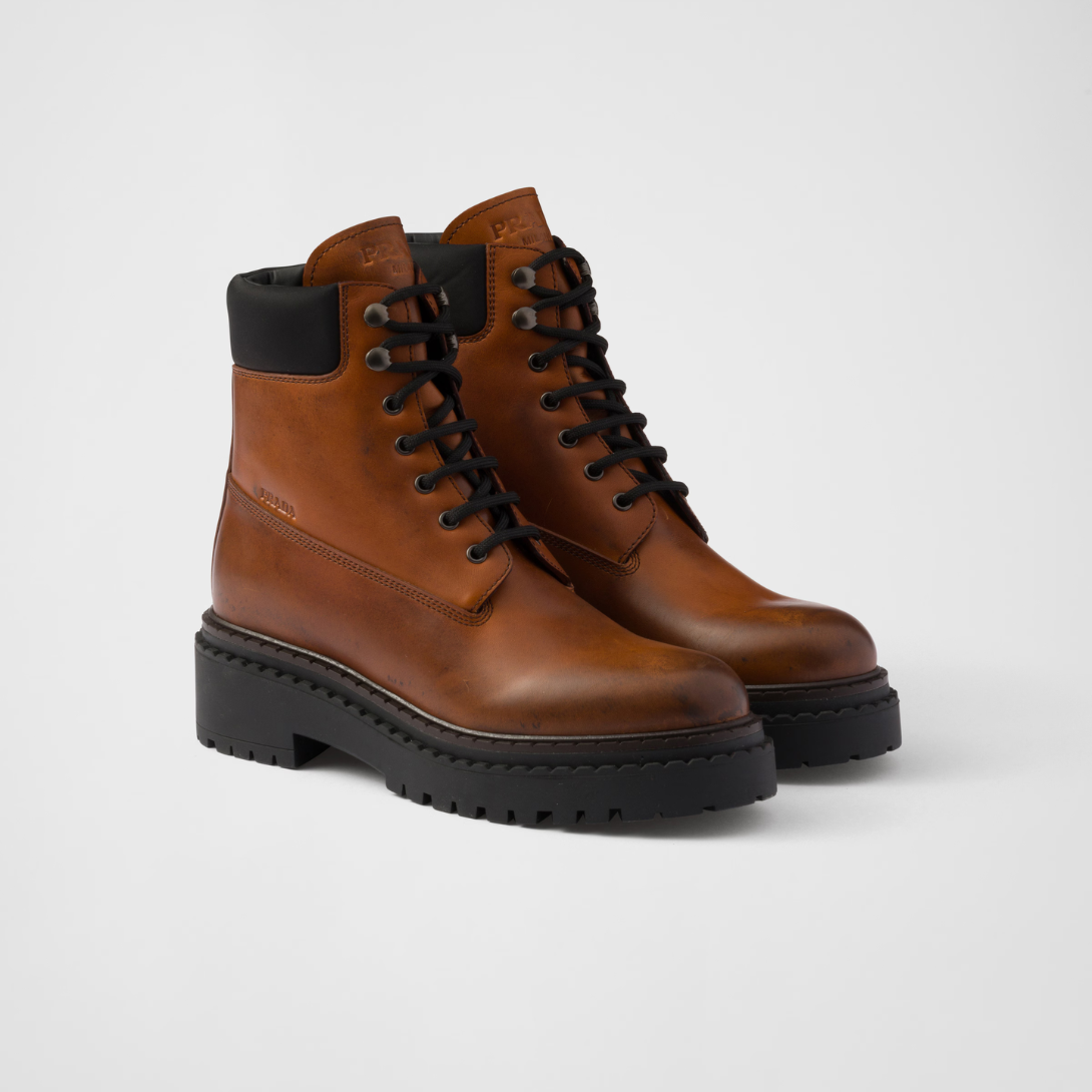 Leather and Re-Nylon booties – these booties made of leather with Re-Nylon details have a versatile design – LUX VERSE Luxury Designer Fashion Outlet