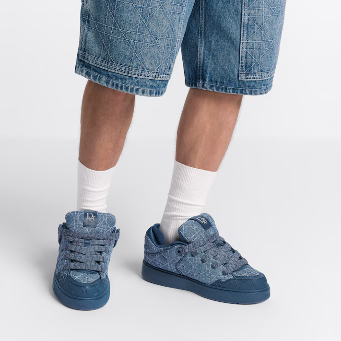 B9S Skater Sneaker – crafted in blue Kumo Cannage denim, it showcases the hallmark motif quilted – LUX VERSE Luxury Designer Fashion Outlet