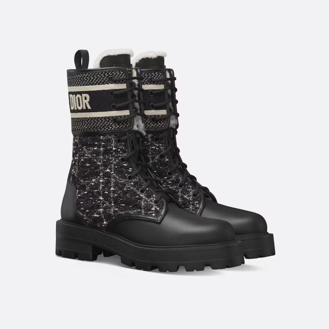 D-Major Ankle Boot – the style is enhanced by a Christian Paris embroidered band inspired by the Book Tote – LUX VERSE Luxury Designer Fashion Outlet