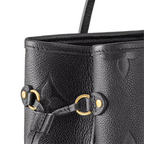 Neverfull MM Black Imbosed Leather – with the side laces cinched, this roomy carryall becomes a stylish city bag – LUX VERSE Luxury Designer Fashion Outlet