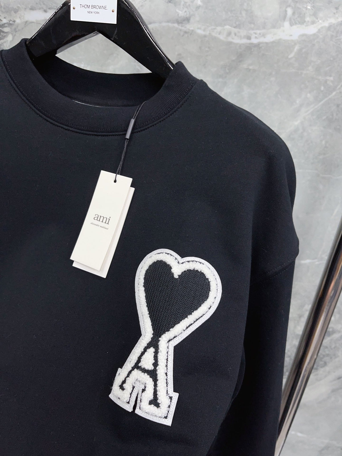 Navy Cotton Heart Logo Crewneck - Men's