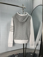 Graue Baumwoll-Fleecejacke mit Reißverschluss und Colourblock-Design – Herren