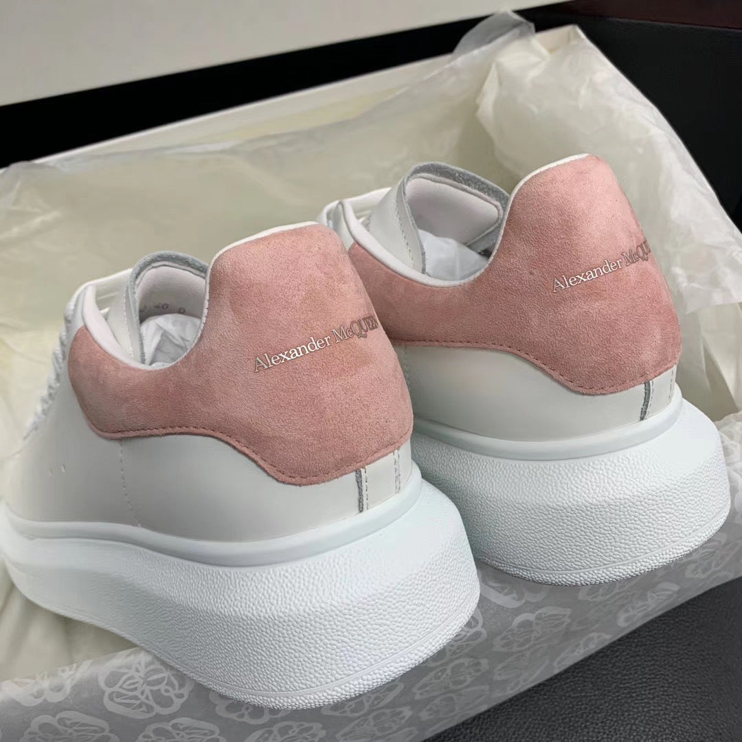 Oversized Pink Suede Tab Sneakers