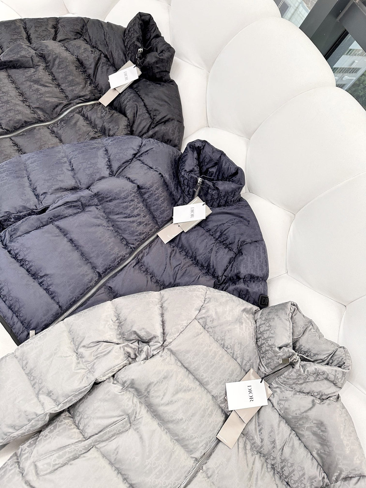 Navy Blue and Black Puffer Jacket - Men's