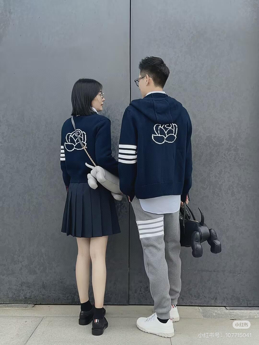 4-Bar Cardigan Navy Knit - Men's