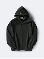 Weißer, unifarbener Reißverschluss-Hoodie aus Baumwolle – Herren