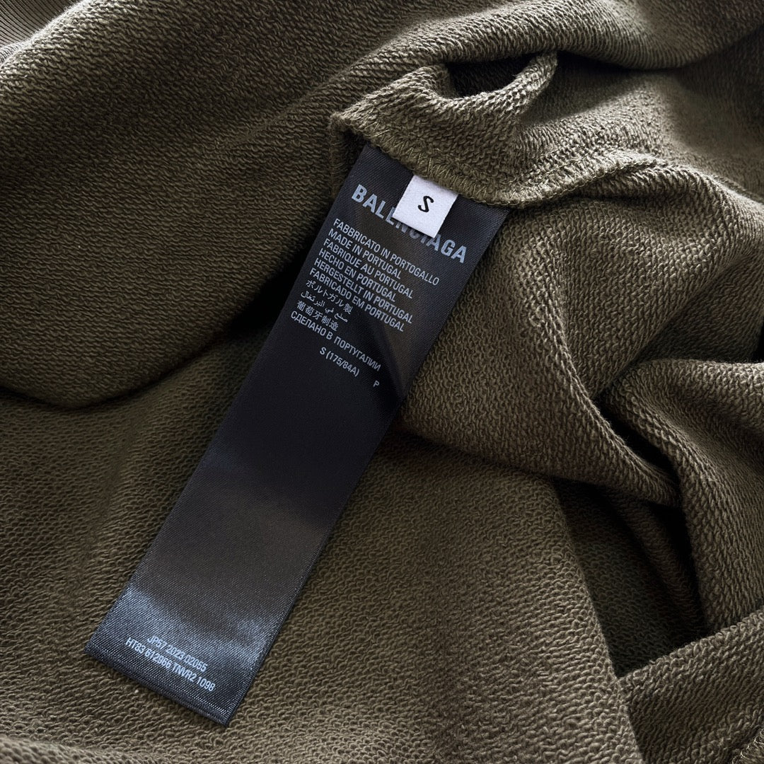 Olivfarbener Pullover mit Brustlogo aus Baumwolle – Herren