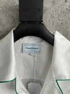 Weißes Seiden-Langarmshirt mit Paspelierung – Herren