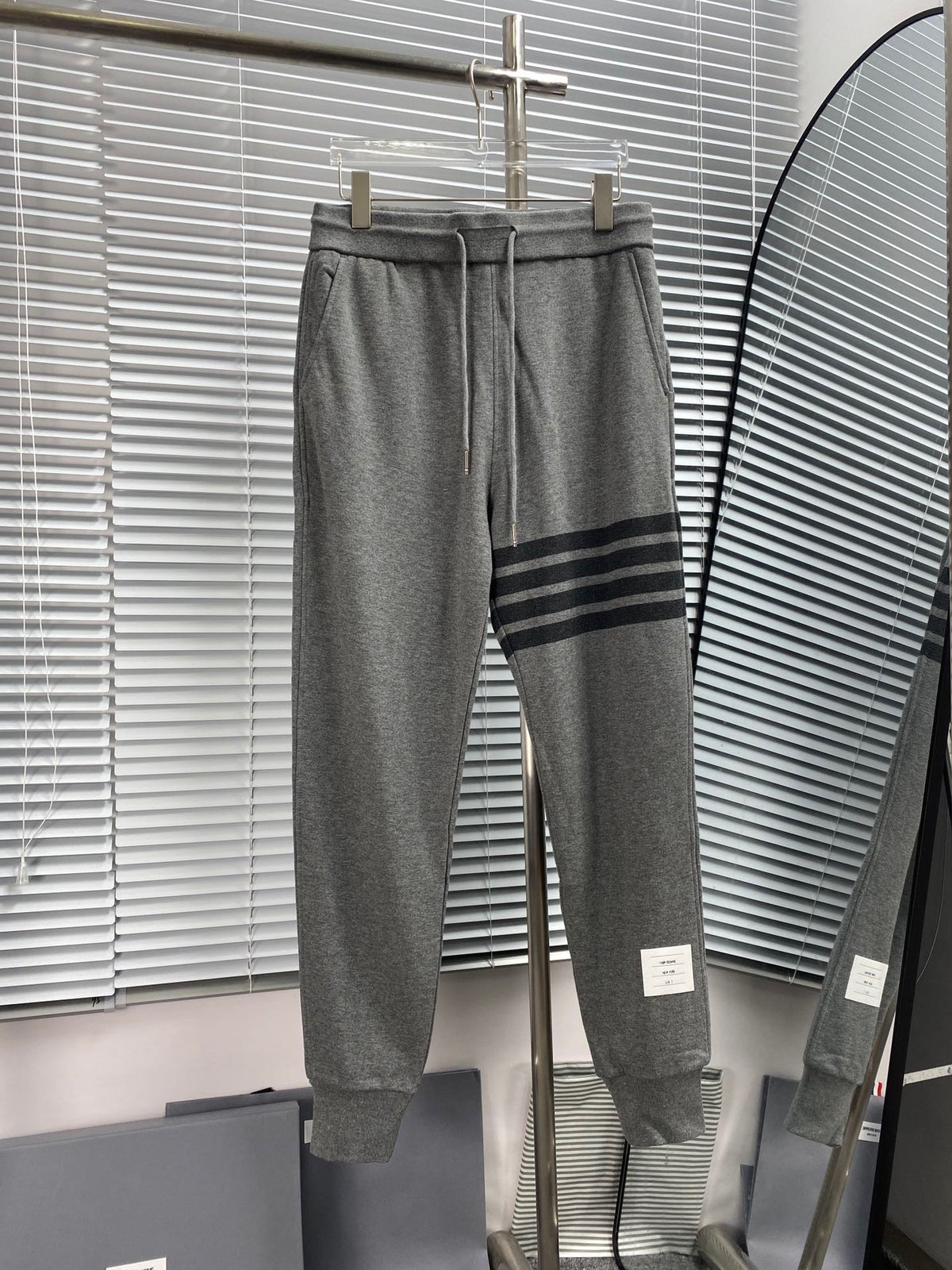 Navy Cotton Four-Bar Joggers - Men's