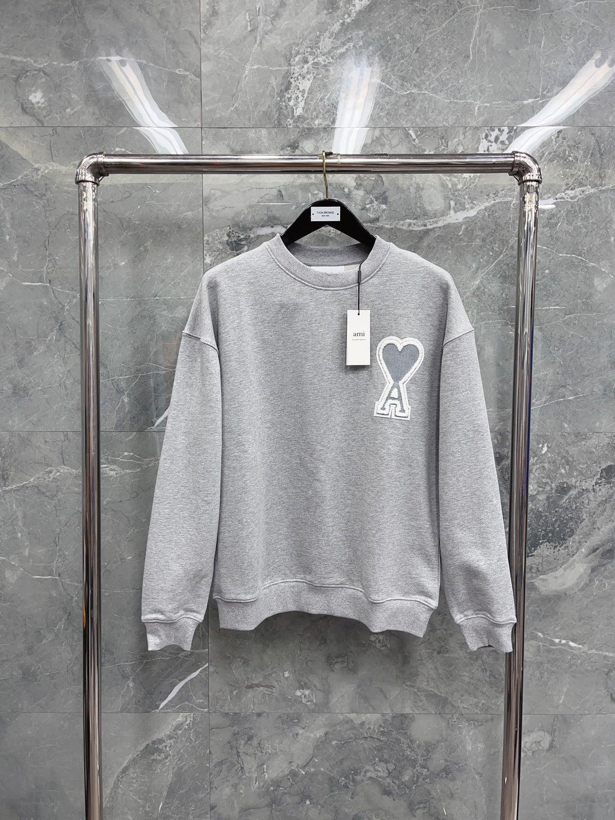 Navy Cotton Heart Logo Crewneck - Men's