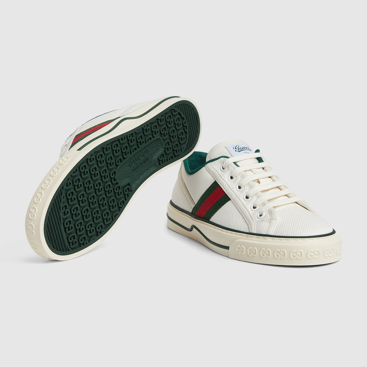 Women's Tennis 1977 sneaker – white canvas Women's Green and red Web Leather detail Tennis 1977 label GG motif at – LUX VERSE Luxury Designer Fashion Outlet