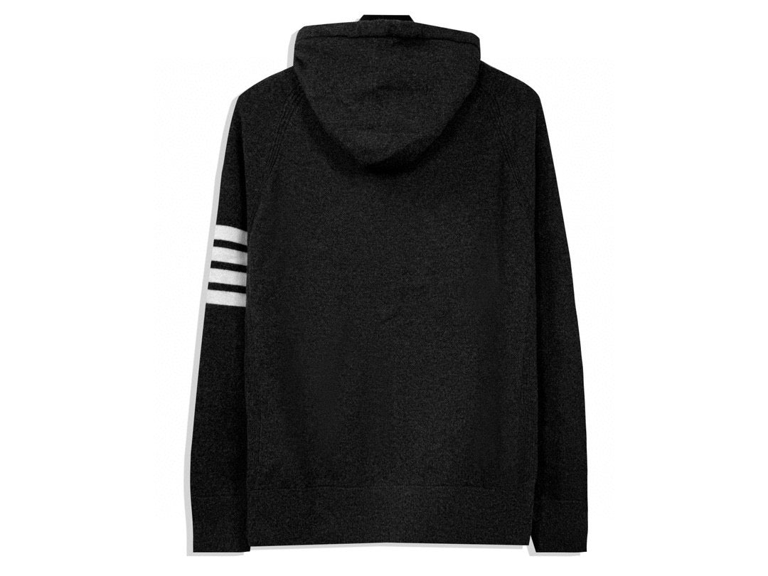 4-Bar Zip Grey Hoodie - Men's