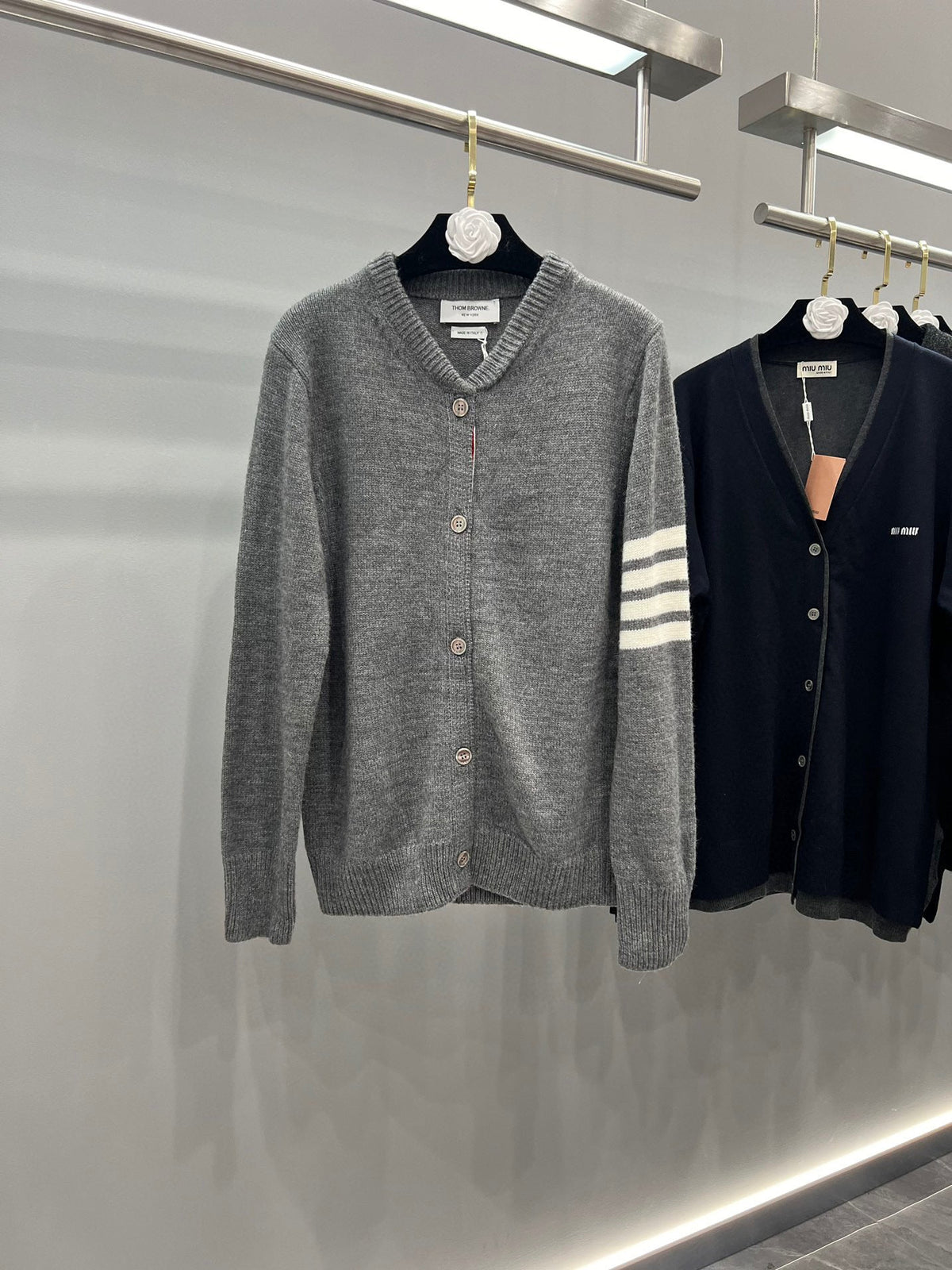 4-Bar Cardigan Navy Knit - Men's