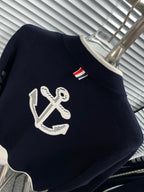 Marineblaue Strickjacke aus Wolle mit vier Streifen – Herren
