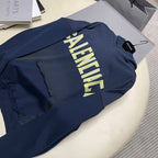 Marineblauer Baumwoll-Pullover mit Text-Logo – Herren