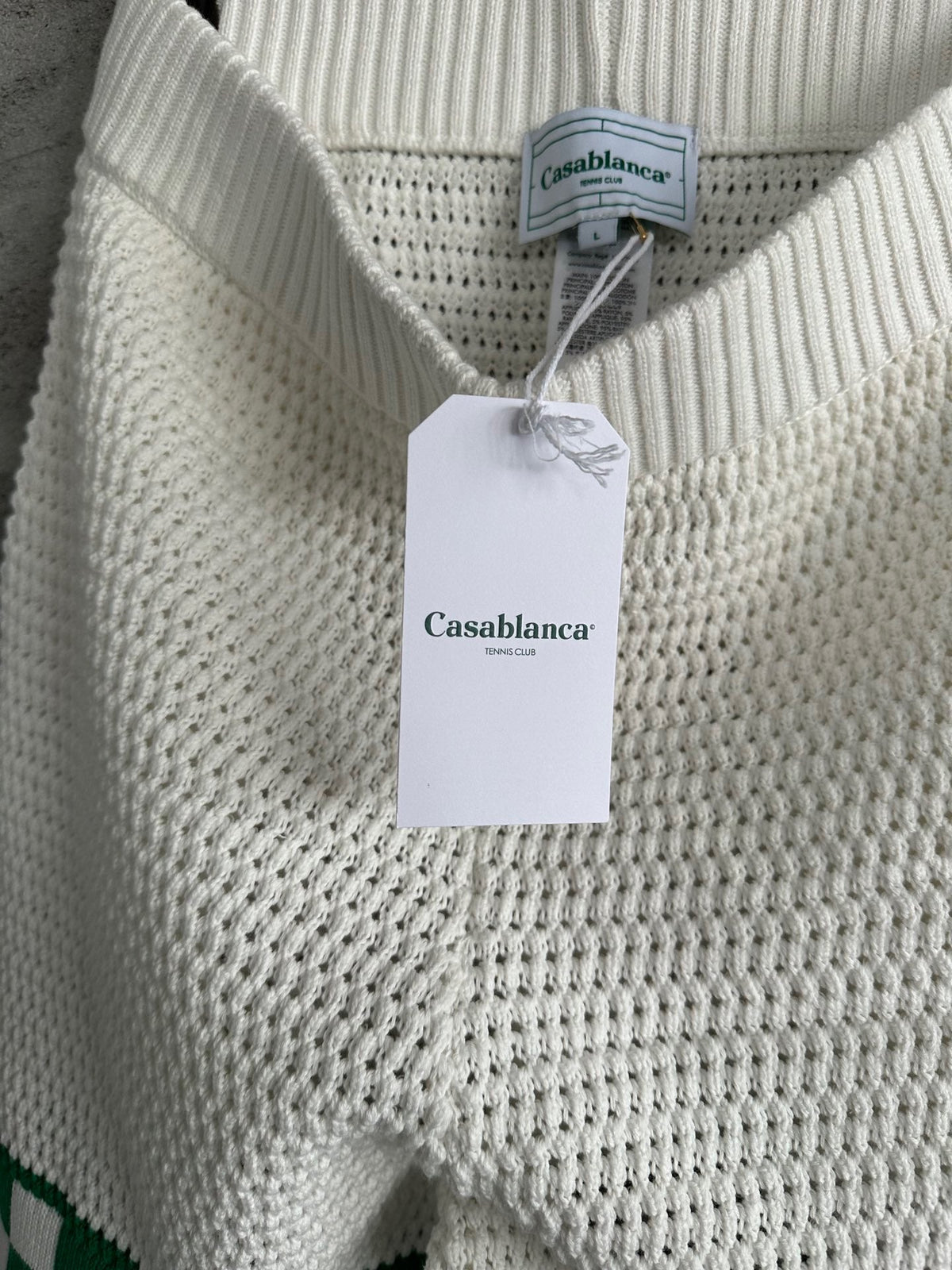 Cream Knit Check Hem Drawstring - Men's