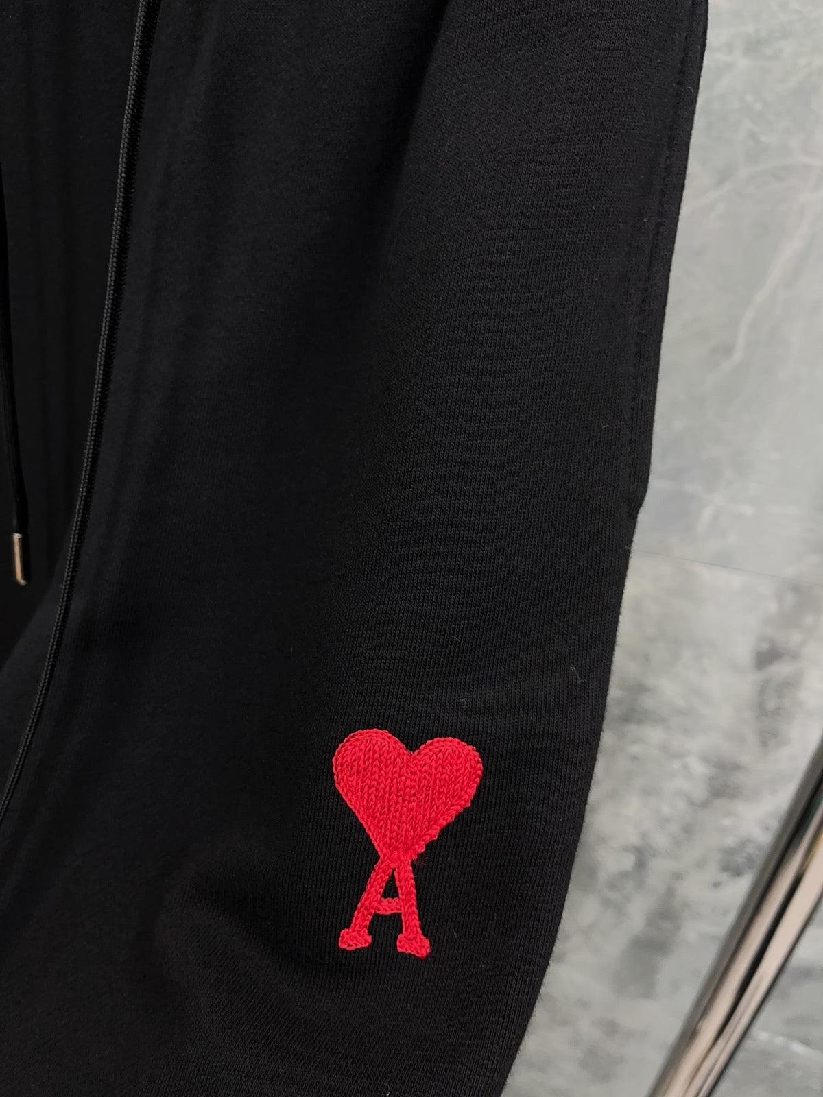 Black Cotton Heart Logo Joggers - Men's